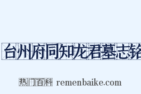 台州府同知龙君墓志铭是什么意思的图片